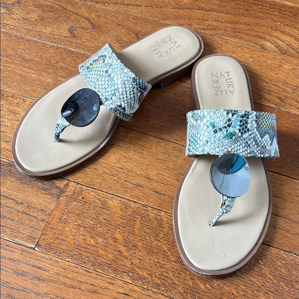 Naturalizer Women's Blue Snake Pattern Sandals